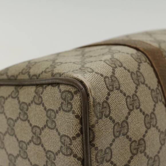 GUCCI GG Canvas Web Sherry Line Boston Bag PVC Leather Beige Green Auth yk7856 - Picture 15 of 16